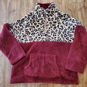 Leopard Print Fleece Pullover